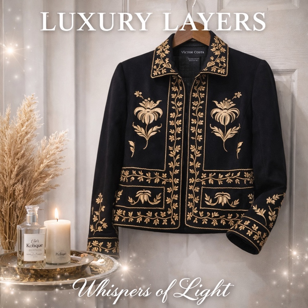 Size-L Whispers of Light Closet /Victor Costa Rare Embroidered Statement Jacket